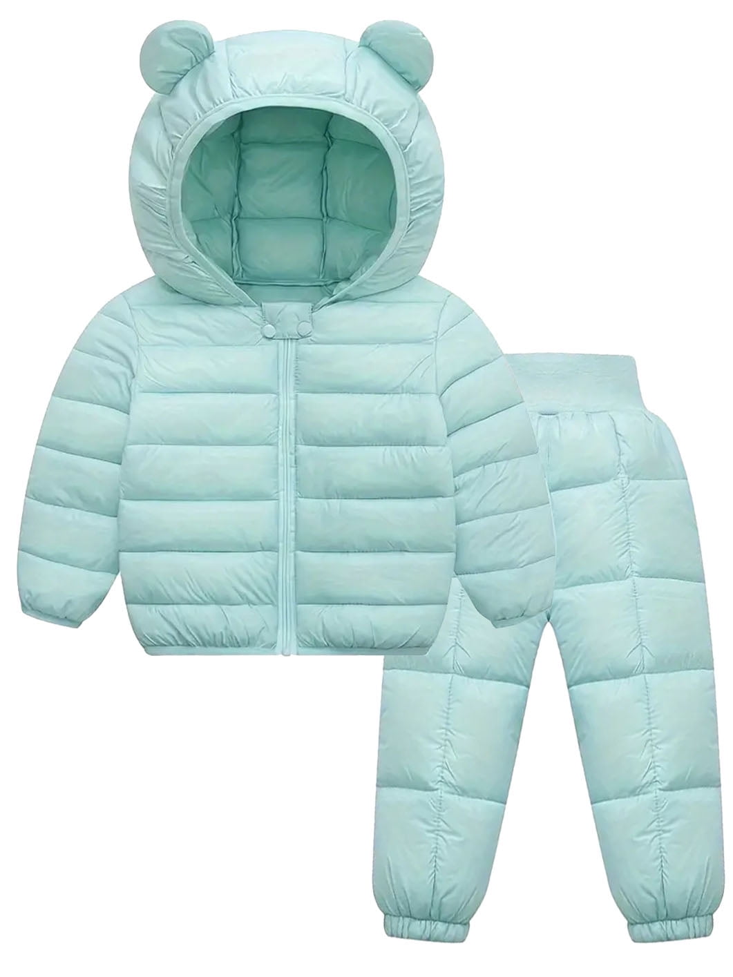 ATAIKU 6M-5T Toddler Baby Boy Girl Cute Hooded Puffer Jacket with Pants Kids Winter Snowsuit Lightweight Down Outwear