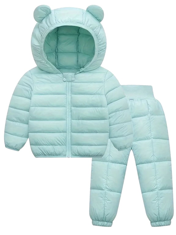 6M-5T Toddler Baby Boy Girl Cute Hooded Puffer Jacket with Pants Kids Winter Snowsuit Lightweight Down Outwear