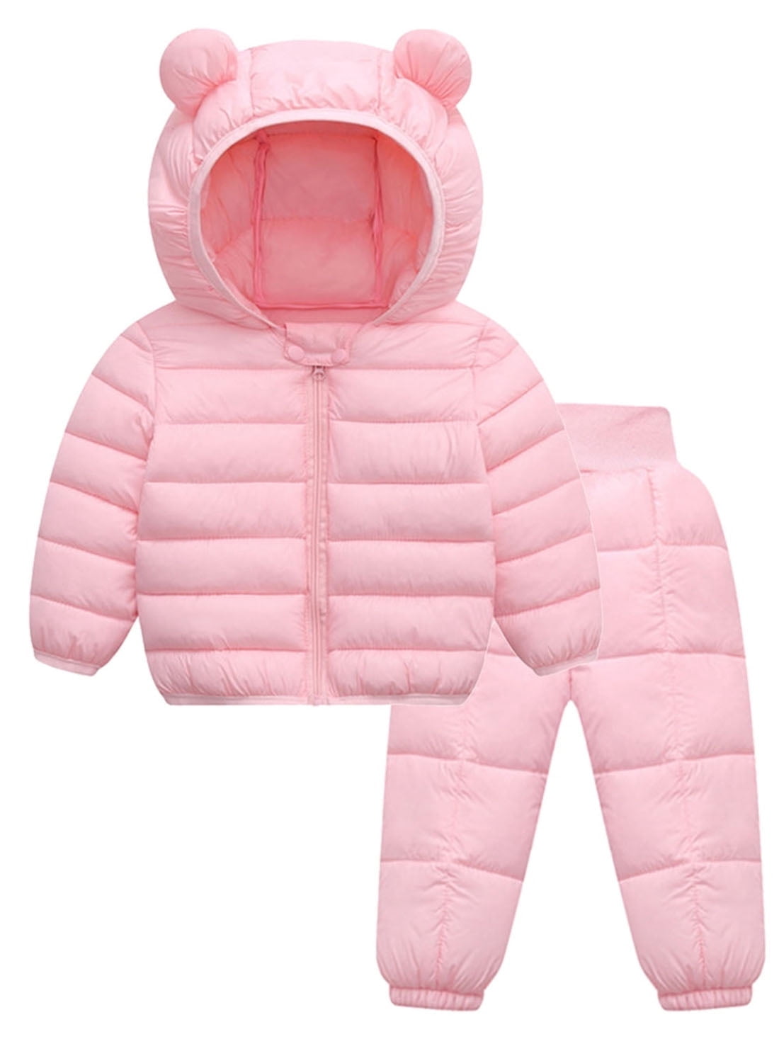 ATAIKU 6M-5T Toddler Baby Boy Girl Cute Hooded Puffer Jacket with Pants Kids Winter Snowsuit Lightweight Down Outwear