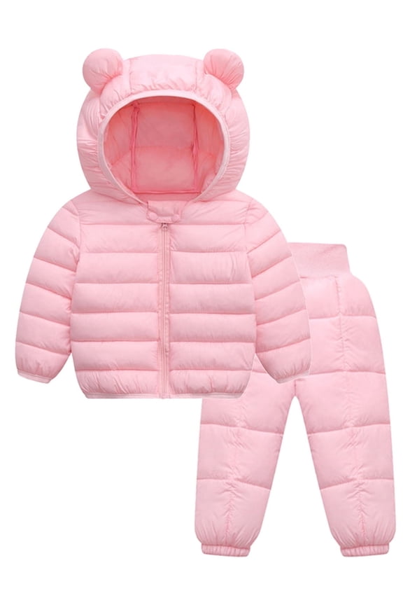 6M-5T Toddler Baby Boy Girl Cute Hooded Puffer Jacket with Pants Kids Winter Snowsuit Lightweight Down Outwear
