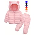 thumbnail image 1 of ATAIKU 6M-5T Toddler Baby Boy Girl Cute Hooded Puffer Jacket with Pants Kids Winter Snowsuit Lightweight Down Outwear, 1 of 15