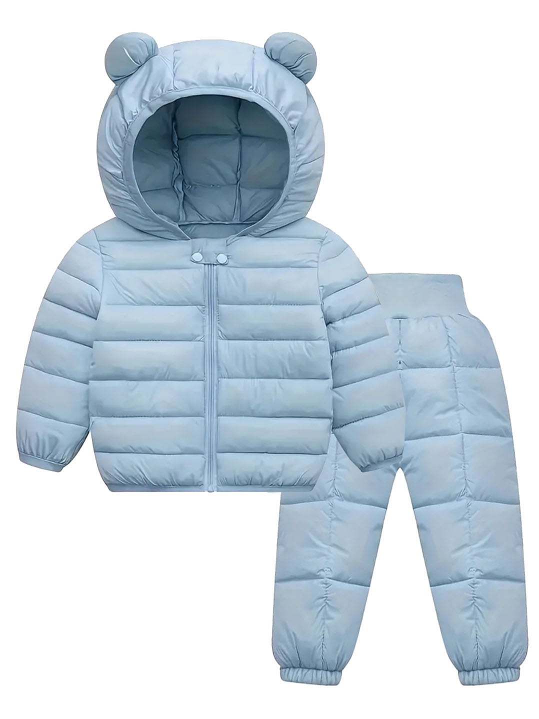ATAIKU 6M-5T Toddler Baby Boy Girl Cute Hooded Puffer Jacket with Pants Kids Winter Snowsuit Lightweight Down Outwear