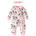 thumbnail image 1 of SXIMEE Baby Girl Long Sleeve Romper Cute Mouse Infant Outfits Newborn Snap Jumpsuit with Headband 0-18M, 1 of 9