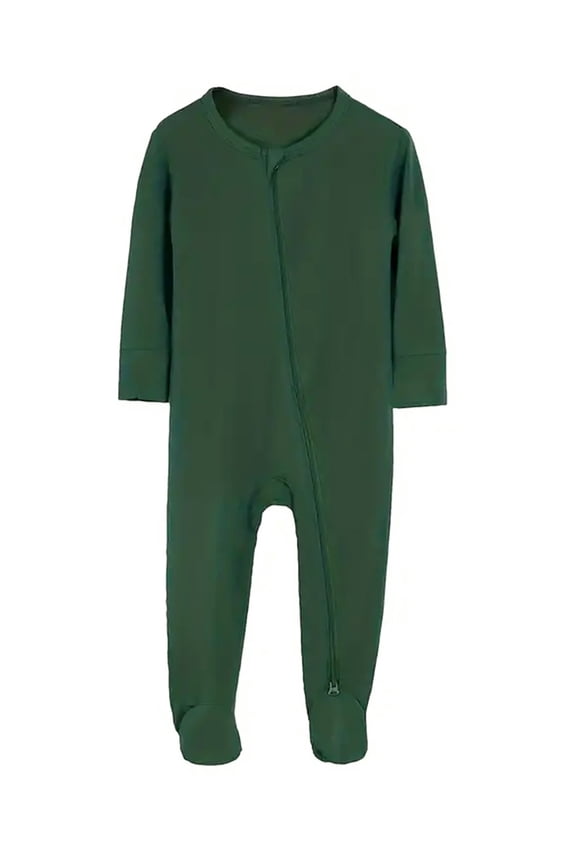 Bamboo Viscose Long Sleeve Pajamas For Unisex Baby, 2 Way Zipper with Mitten Cuffs, Non-Slip Sleepers, Sleep 'N Play