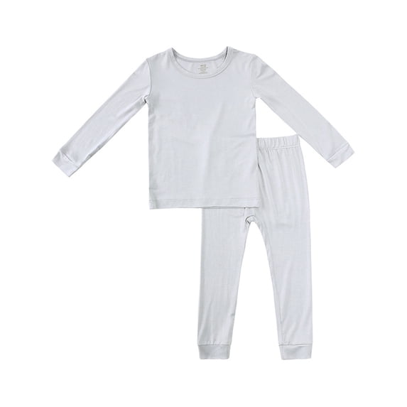 ATAIKU 12M-6Y Toddler Bamboo Pajamas Set, Baby Boy Kids Girl Solid Snug Fit Long Sleeve Sleepwear 3-4 Years