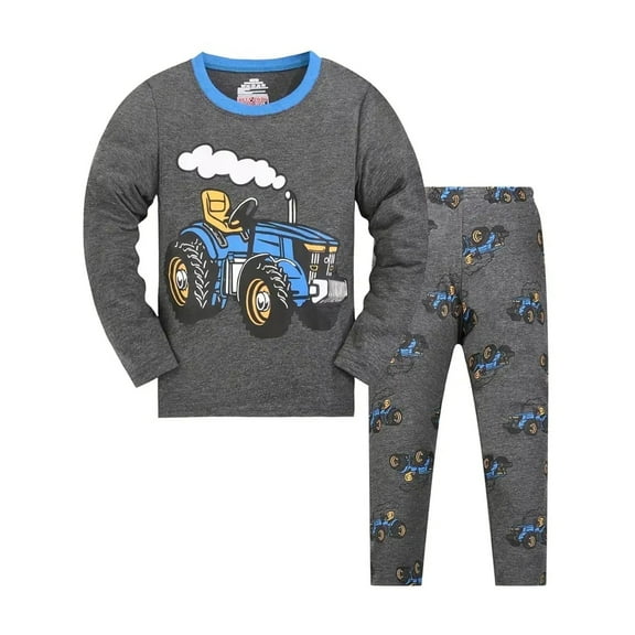 ATAIKU Big Boys Long Sleeve Tractor Pajamas Kids 2-Piece PJs Set Cotton Sleepwear Size 2-9 Year
