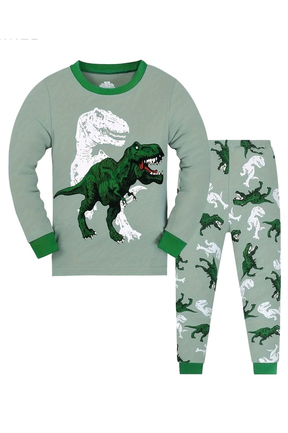 Little Boys Long Sleeve Dinosaur Pajamas Kids 2-Piece PJs Set Cotton Sleepwear Size 2-9 Year