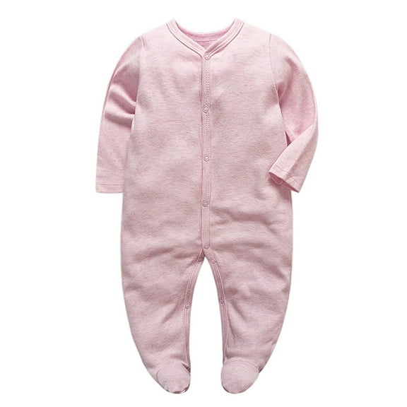 ATAIKU Infant Baby Girls' Sleep and Play Footed Pajamas One-Piece Sleeper Button Romper Jumpsuit Cotton PJs For Newborn