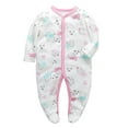 thumbnail image 1 of ATAIKU Infant Baby Girls' Sleep and Play Footed Pajamas One-Piece Sleeper Button Romper Jumpsuit Cotton PJs For Newborn, 1 of 6