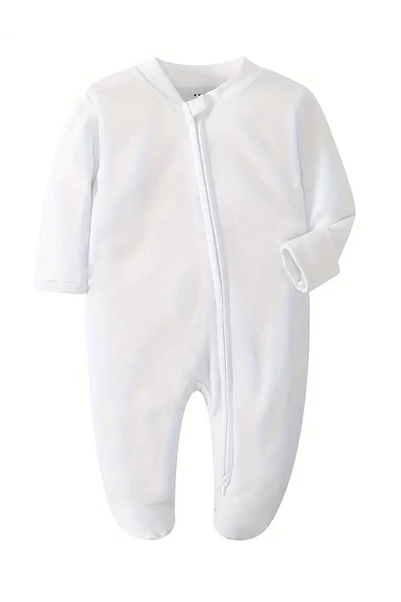 Infant Unisex Baby Sleep and Play Footed Pajamas, 2 Way Zipper with Mitten Cuffs One-Piece Sleeper Cotton PJs For Newborn