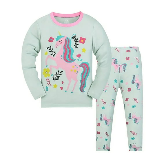 ATAIKU Big Girls Long Sleeve Pajamas 2 Piece Unicorn Pjs Set Kids Cotton Sleepwear 8 Years