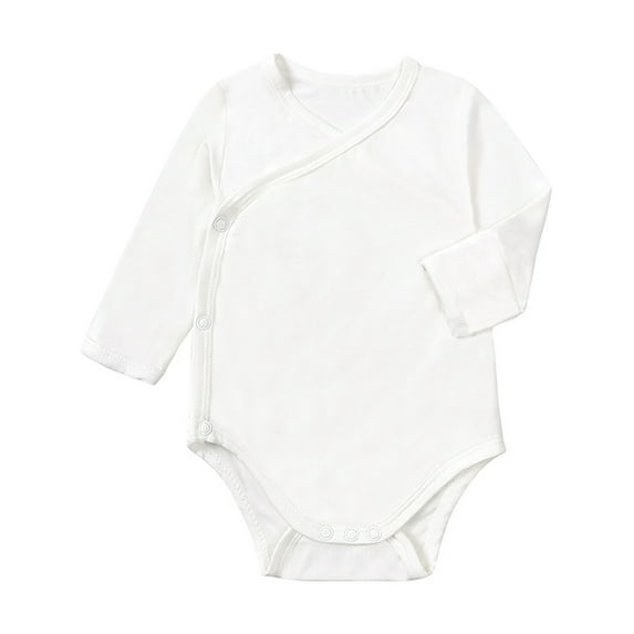 SXIMEE Rayon Made From Bamboo Material Unisex Baby Long Sleeve Side-snap Kimono Bodysuits with Mitten Cuffs for Newborn Infant
