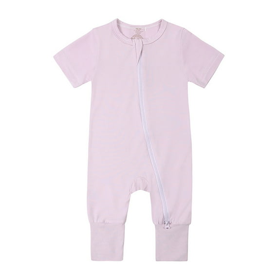 SXIMEE Rayon Made from Bamboo Unisex Baby Pajamas, Summer Short Sleeve Footless Rompers, 2 Way Zipper Sleeper