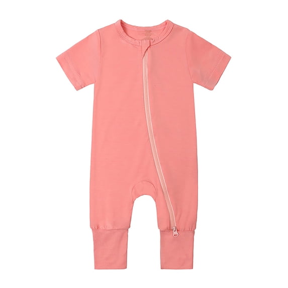 SXIMEE Rayon Made from Bamboo Unisex Baby Pajamas, Summer Short Sleeve Footless Rompers, 2 Way Zipper Sleeper