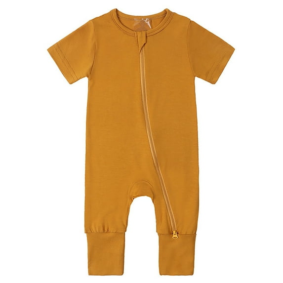SXIMEE Rayon Made from Bamboo Unisex Baby Pajamas, Summer Short Sleeve Footless Rompers, 2 Way Zipper Sleeper