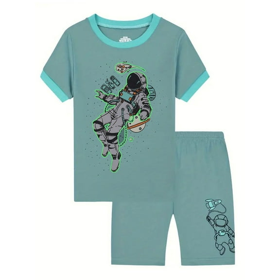 ATAIKU Summer 2-9Y Toddler Boys Pajamas Astronaut PJs Glow in the Dark Sleepwear Sets Kids Jammies