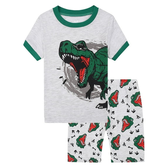 SXIMEE Toddler Dinosaur Pajamas Boys Kids Cool Short Summer 2-9Years Snug Fit Pjs Set 2pcs