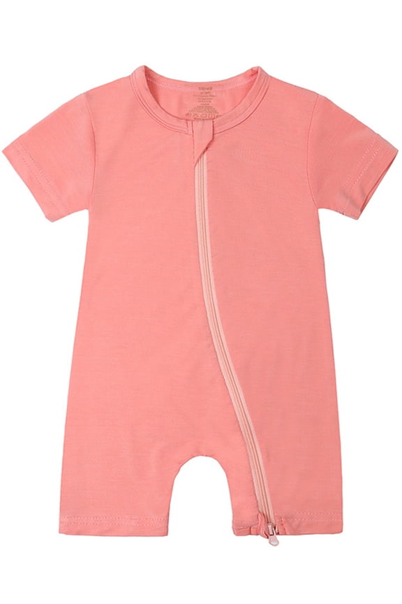 Unisex Baby Buttery-Soft Short Sleeve Romper with Bamboo Viscose Made, 2 Way Zipper Sleeper Pajamas