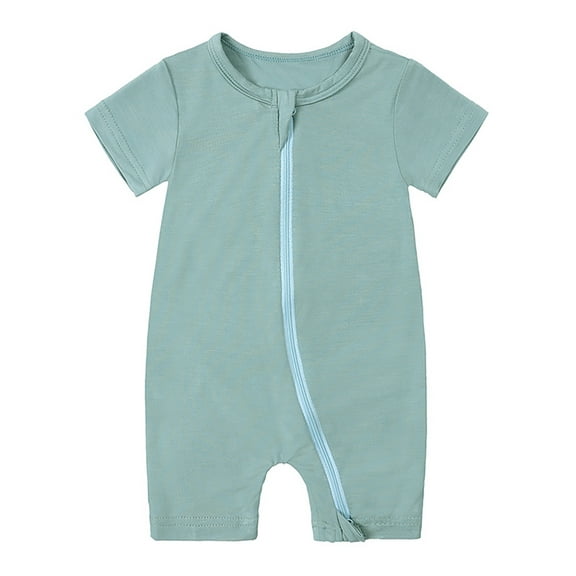 SXIMEE Unisex Baby Buttery-Soft Short Sleeve Romper with Bamboo Viscose Made, 2 Way Zipper Sleeper Pajamas