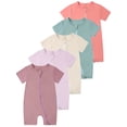 thumbnail image 1 of SXIMEE Unisex Baby Buttery-Soft Short Sleeve Romper with Bamboo Viscose Made, 2 Way Zipper Sleeper Pajamas, 1 of 12