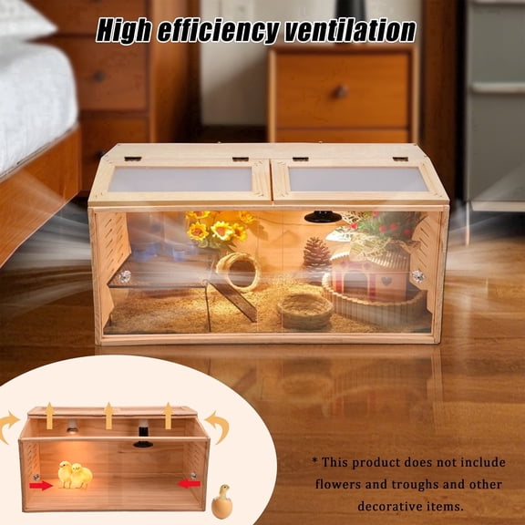 SXTSXT Assembled Wooden Indoor Chicken Coop with Heater, Yellow, Fits 6 Chickens