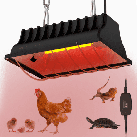 SXTSXT Infrared Chicken Coop Heater 250W Poultry Heat Lamp with Stainless Steel Mesh, Aluminum Cover, Hanging Chain for Winter Brooder, Dogs, Cats, Pet House