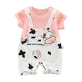 thumbnail image 1 of SXcggal Baby Milk Cow Print One Set Baby Crawling Clothes Short Sleeve Buckles On The Shoulders Baby Romper Fashionable Casual Jumpsuit, 1 of 4