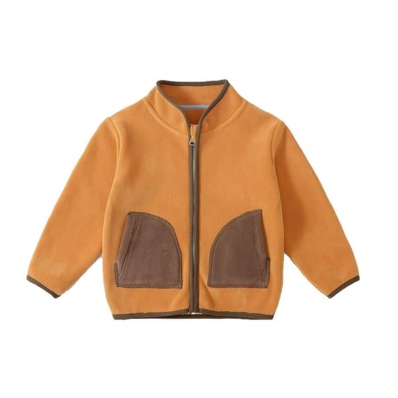 SXcggal Children's Autumn Winter Color Contrast Zipper Fuzzy Coat Baby Top Boys And Girls Cardigan Out Wear Leisure Jacket Fashion Leisure Handsome Outerwear