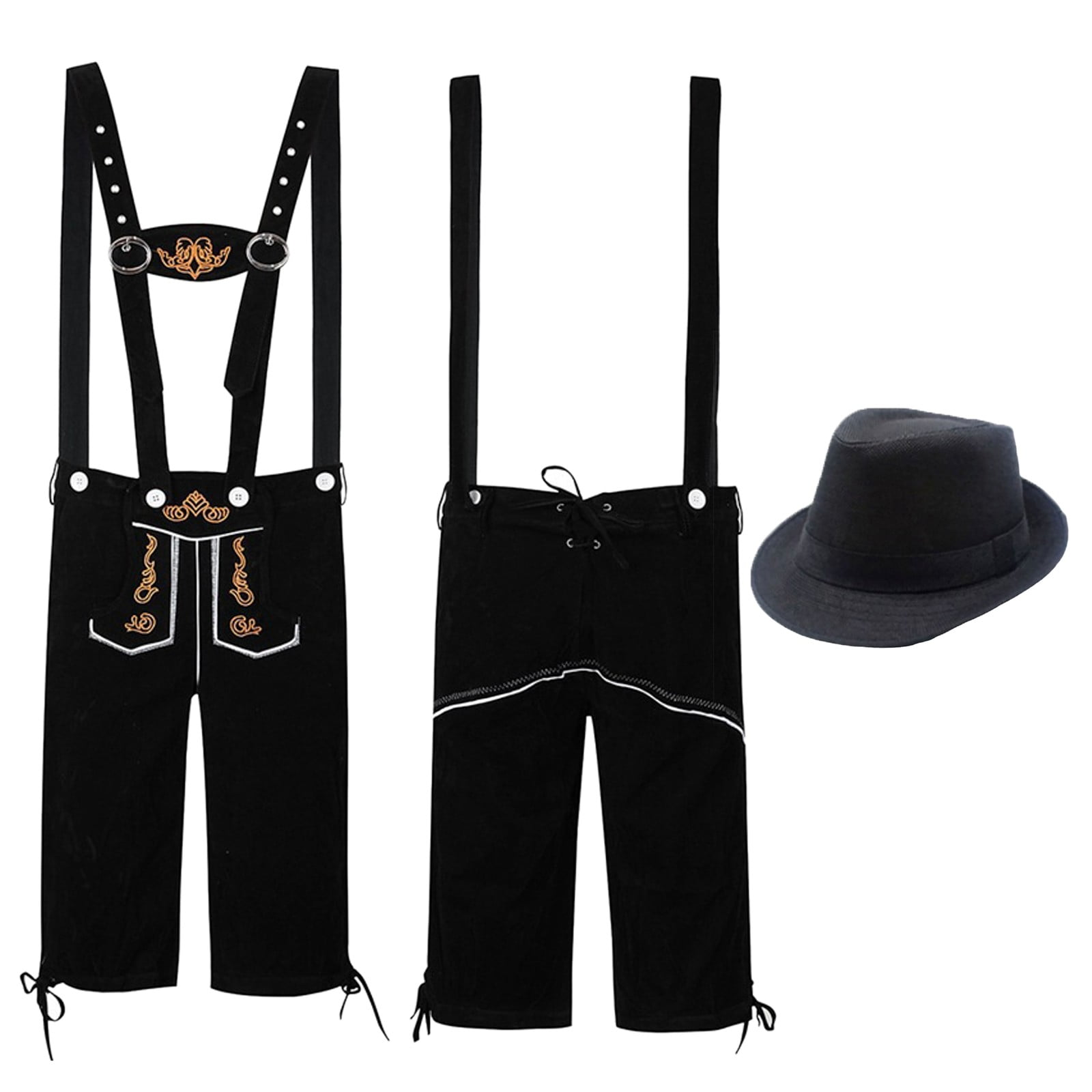 Oktoberfest Herren-Overall 2025 - Kariert Mit Bestickung, Inklusive Mütze & Hosenträger