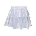 thumbnail image 1 of Girls Metallic Skirt 3 Layer Ruffle Skirt Sparkly Shiny Skirt For Party Fashionable Casual Sweet, 1 of 6