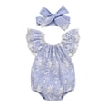thumbnail image 1 of SXcggal Girls Romper Two Piece Lace Fly Sleeve Mesh Romper And Lace Head Scarf Cotton Suit Comfortable Fashionable Beautiful Infant Jumpsuit, 1 of 8