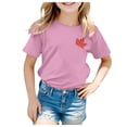 thumbnail image 1 of SXcggal Girls Short Sleeve Tee Summer Crewneck T Shirt Casual Fit Basic Shirts Cute Fashionable Casual Girl Top, 1 of 7