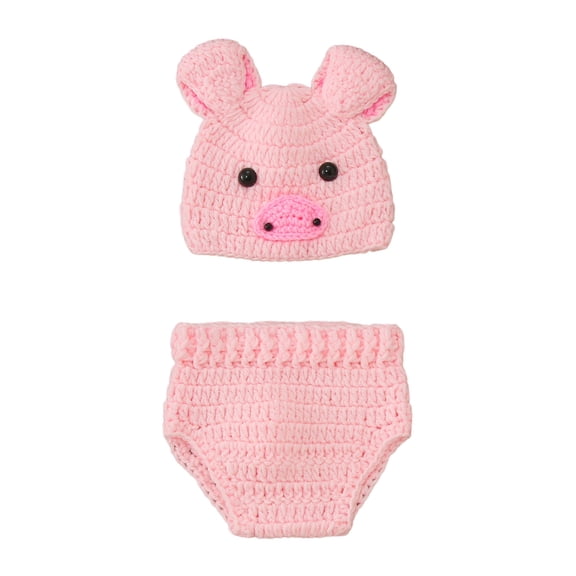 SXcggal Boys Girls Set Photo Photography Clothing Knitted Cartoon Pig Hat Shorts 2 Piece Set Leisure Cute Boy Outfits Set