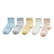 SXcggal Infant Socks Floor Socks Summer Cotton Socks Cartoon Thin Breathable Autumn Solid Fashion 5pcs Cozy Cute Kids Socks