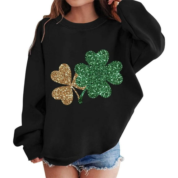 SXcggal Kid's Graphic St Patricks Day Prints Sweatshirt Crewneck Long Sleeve Cute Drop Shoulder Pullover Tops Leisure Fashionable Handsome Baby Tops