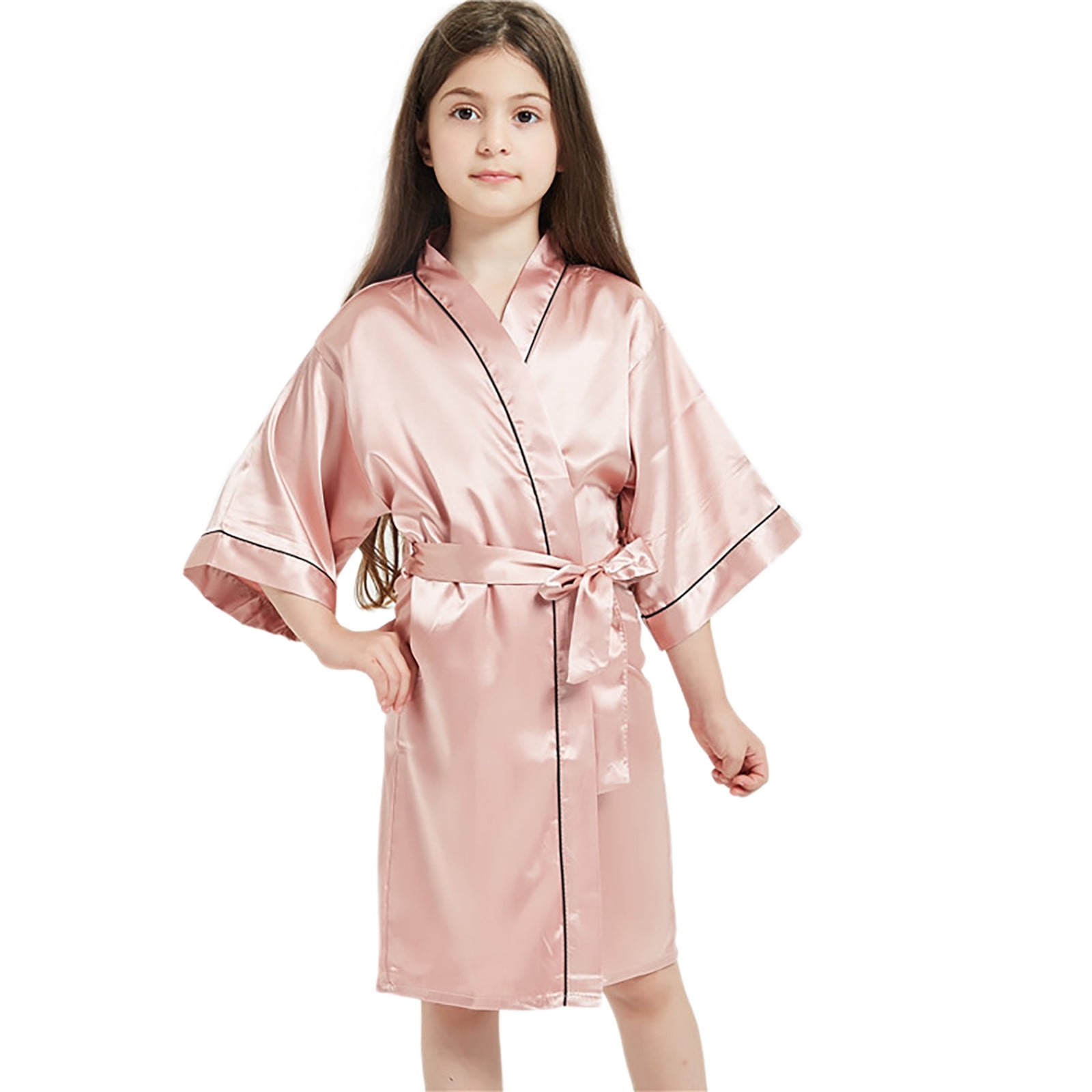 SXcggal Kids Boys Girls Silk Satin Bathrobe Kimono Robes Nightgown ...