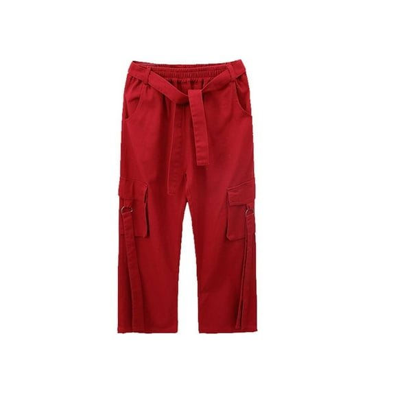 SXcggal Kids Toddler Baby Girls Spring Summer Solid Cool Cotton Pocket Street Style Hop Pants Clothes Fashionable Handsome Leisure Girls Trousers