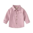 thumbnail image 1 of SXcggal Kids Toddler Flannel Shirt Jacket Soild Long Sleeve Lapel Button Down Shacket Baby Boys Girls Pockets Shirt Top Coat Outwear Skin friendly Casual Infant T-shirts, 1 of 3