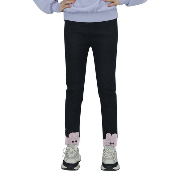 SXcggal Kids Toddlers Girls Lined Jeans Winter Denim Jeggings Warm Pants Casual Loose Cozy Girl Children's Trousers