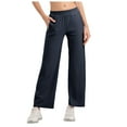 thumbnail image 1 of SXcggal Lightweight Wide Leg Pants For Women 30" High Waisted Casual Travel Work Pants With Pockets Loose Breathable Sporty Casual Women's Yoga Pants, 1 of 7