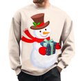 thumbnail image 1 of SXcggal Men's Christmas Snowman Print Pullover Long Sleeve Round Casual Sweatshirt Loose Trendy Warm Men Sweatshirt Top, 1 of 4