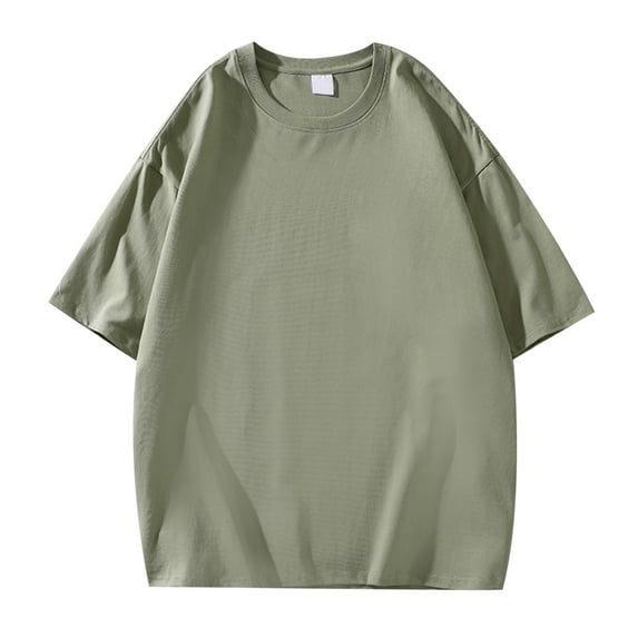 SXcggal Men's Summer Daily Round Neck Short Sleeved Men's Casual Short Sleeved Solid Color Cotton T Shirt Breathable Lightweight Men's T-Shirt