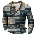 thumbnail image 1 of SXcggal Mens Shirt Large Size Base Shirt 3D Printing Casual Collarless Long Sleeve Shirt 3 Button Long Sleeve Shirt Leisure Comfortable Handsome Men's Tops, 1 of 2