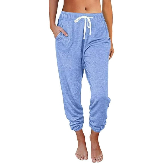 SXcggal Spring And Summer New Women's Casual Loose Pocket High Waist 9 Point Leggings For Women Casual Lightweight Loose Women Sweatpants