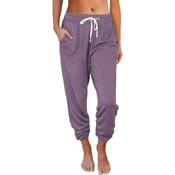 SXcggal Spring And Summer New Women's Casual Loose Pocket High Waist 9 Point Leggings For Women Casual Lightweight Loose Women Sweatpants
