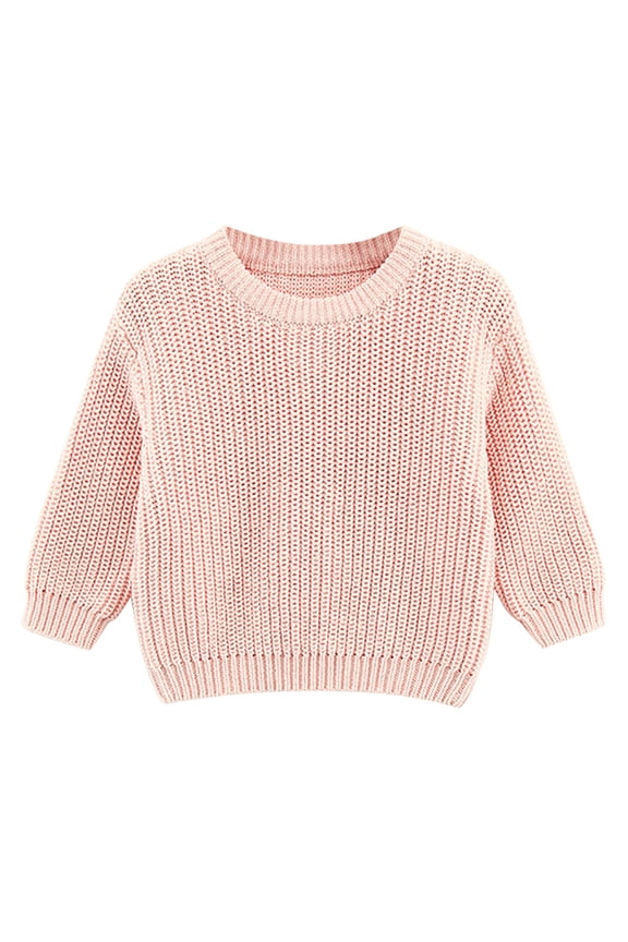 Toddler Kids Baby Girl Boy Crewneck Long Sleeve Solid Sweater For Infant Knitted Sweater Autumn Winter Warm Pullover Tops Coat Jacket Warm stylish Soft Girls Tops