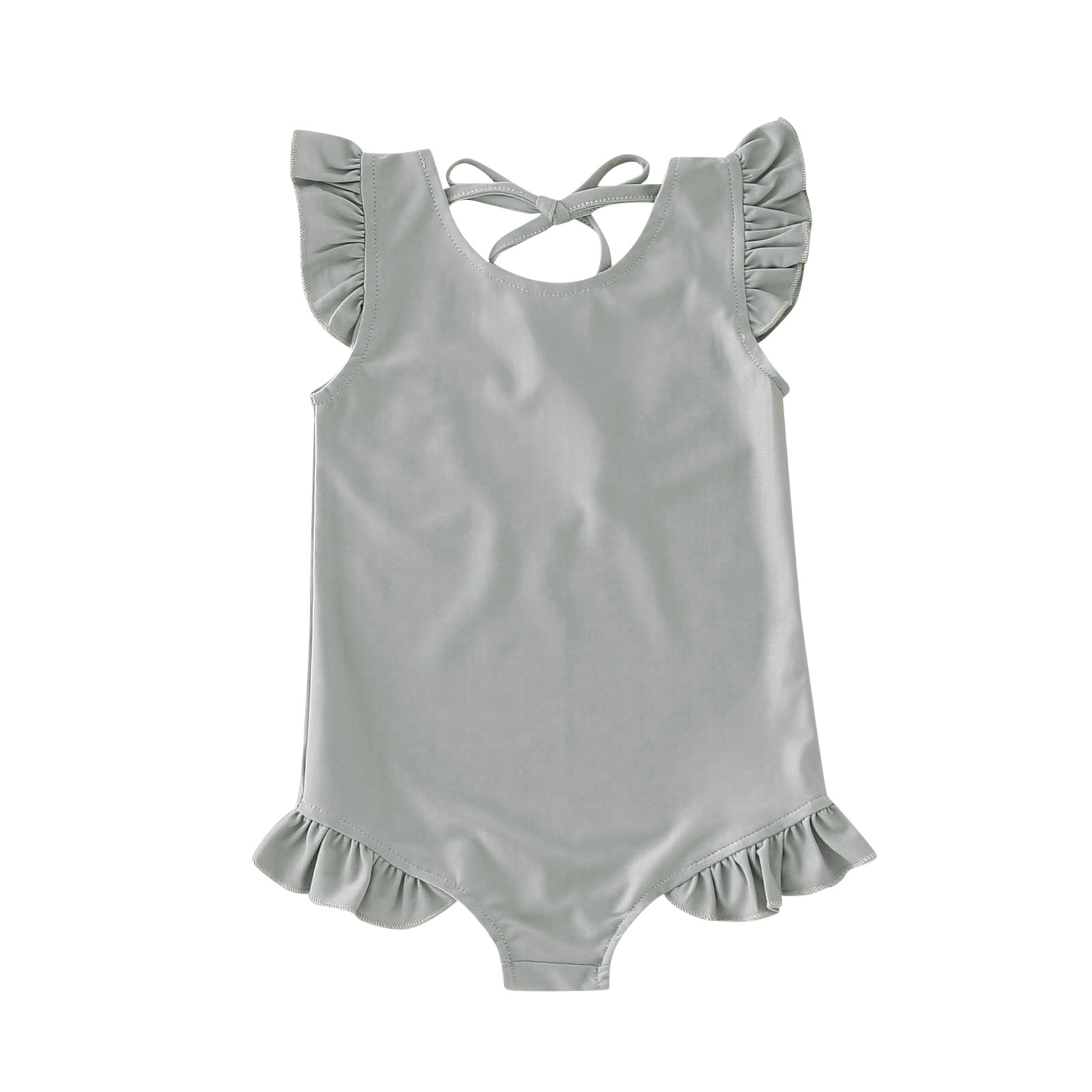 SXcggal Toddler Summer Sleeveless Girls Solid Colour Ruffles Swimwear Swimsuit Bikini Binding Design Outfit Fashionable Comfortable Girls Dress