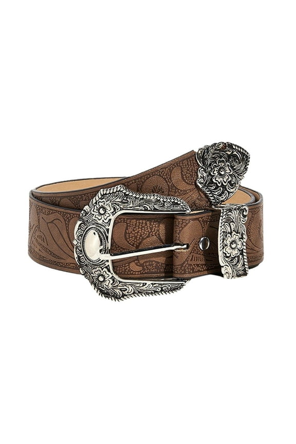 Western Belt Carved Men's And Women's Retro Belt Cowboy Belts Flower Leather For Jeans Pants