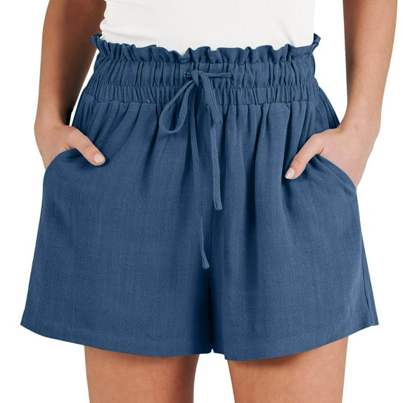 SXcggal Women Linen Shorts Summer Casual High Waisted Drawstring Wide Leg Beach Lightweight Short With Pockets Leisure Slim Fit Stylish Comfortable Women's Shorts