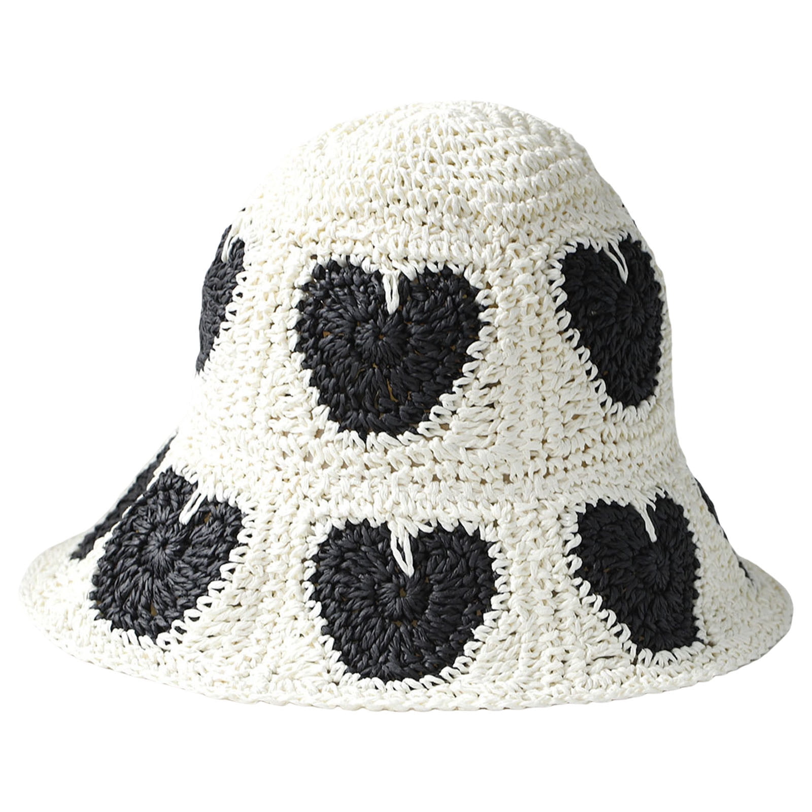 SXcggal Women Straw Sun Hat Floral Woven Crochet Bucket Hat Aesthetic